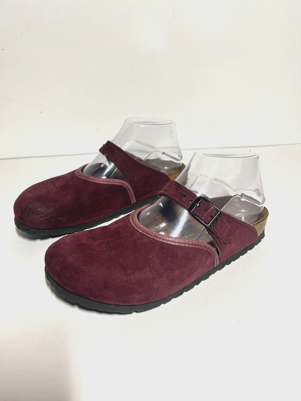 Birkenstock EUC Cranberry Red Nubuck Suede Clog Slip On Shoes 37 EU 6-6.5 US